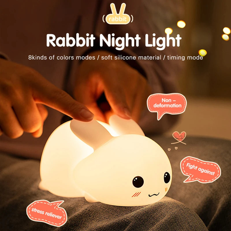 Cute rabbit silicone nightlight children's room decoration