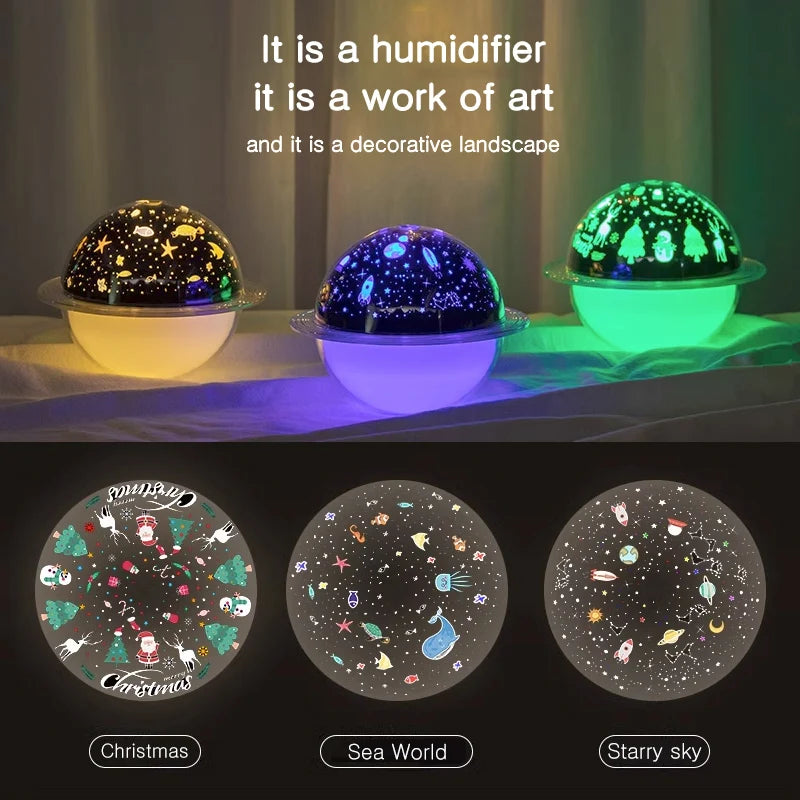 Creative LED projection light USB planet humidifier Christmas star