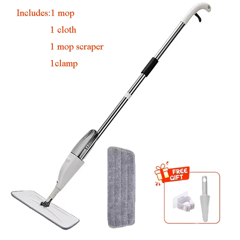 New Spray Mop Broom Set with Reusable Microfiber Pads Rotating D