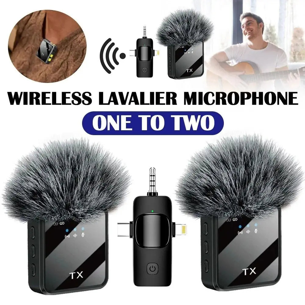 3in1 Design Wireless Lavalier Microphone Type-C Charging