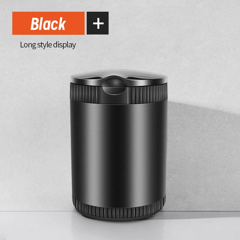 Metal Car Ashtray With Lid LED Light Portable Alloy Stainless Steel