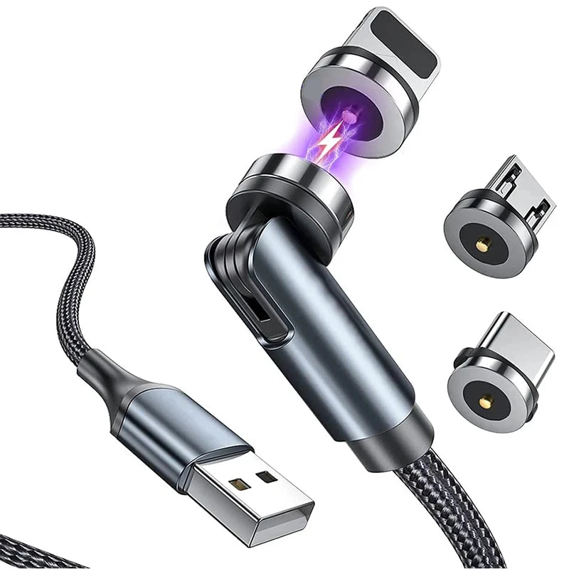540 Rotate Magnetic Micro USB Type C Mobile phone cable