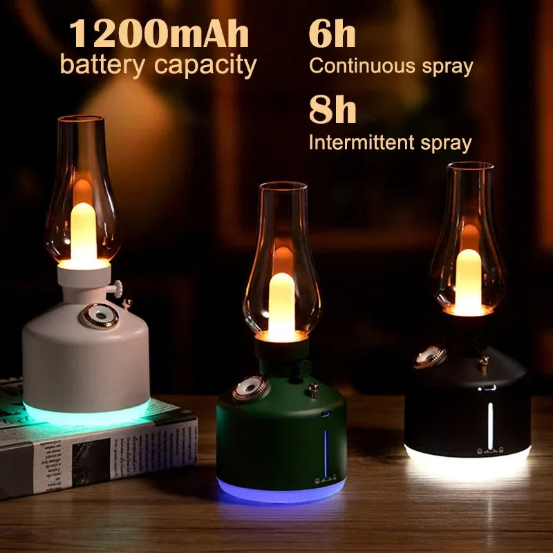 Desktop Retro Lamp Air Humidifier USB Rechargeable
