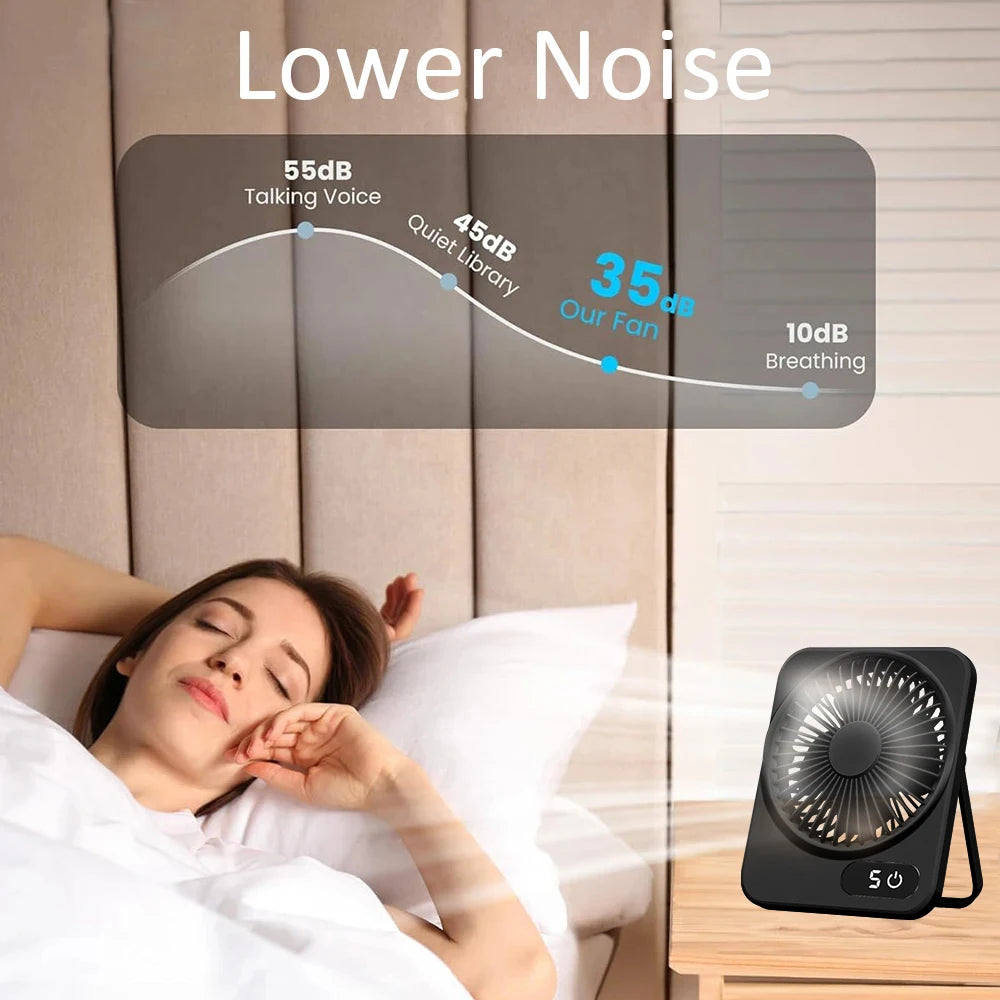 Desk Fan Portable USB Rechargeable Fan 180° Tilt Folding Personal Fan