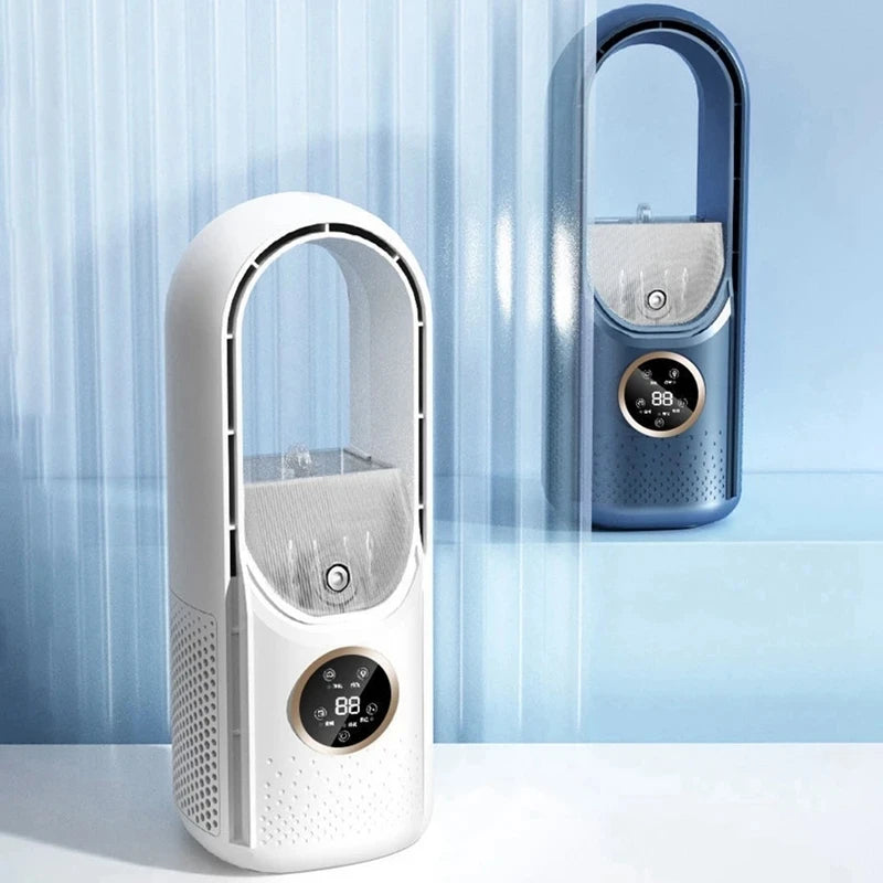 Portable USB Air Cooler Leafless Electric Fan 6 Speed Silent Timer