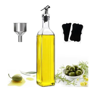 Transparent Glass Olive Oil Bottle Leakproof Kitchen