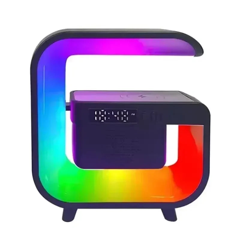 Wireless Charger Station Desk Lamp Night Light Alarm Clock Bluetooth Speaker
