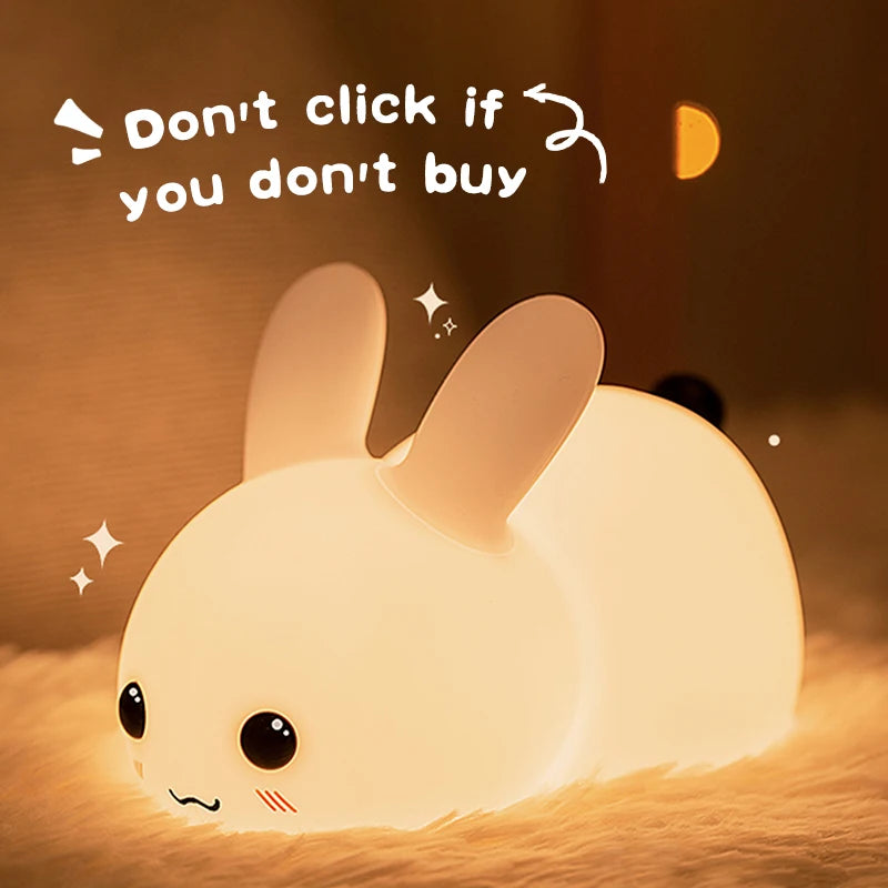 Cute rabbit silicone nightlight children's room decoration