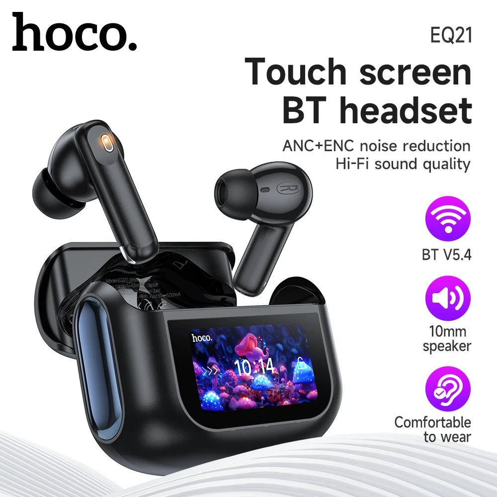 HOCO Wireless ANC+ENC Noise Reduction Earphone Smart Touch Screen