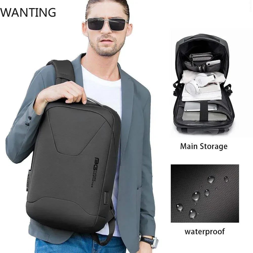 BANGE New Men Anti Theft Waterproof Laptop Backpack