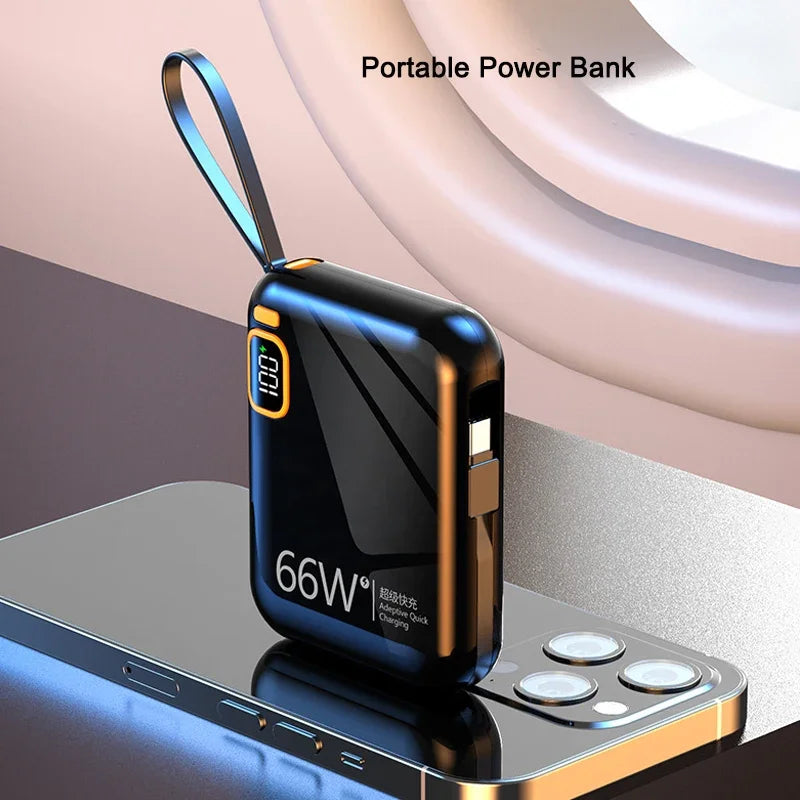 PD66W Power Bank 10000mAh Built in Cables Two-way