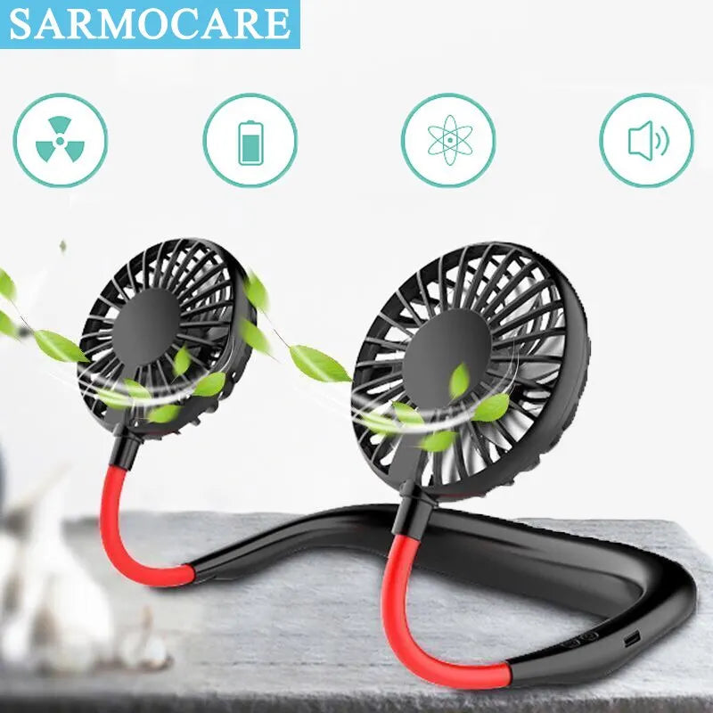 USB Mini Neck Fan Rechargeable Portable Hanging Neckband Fan