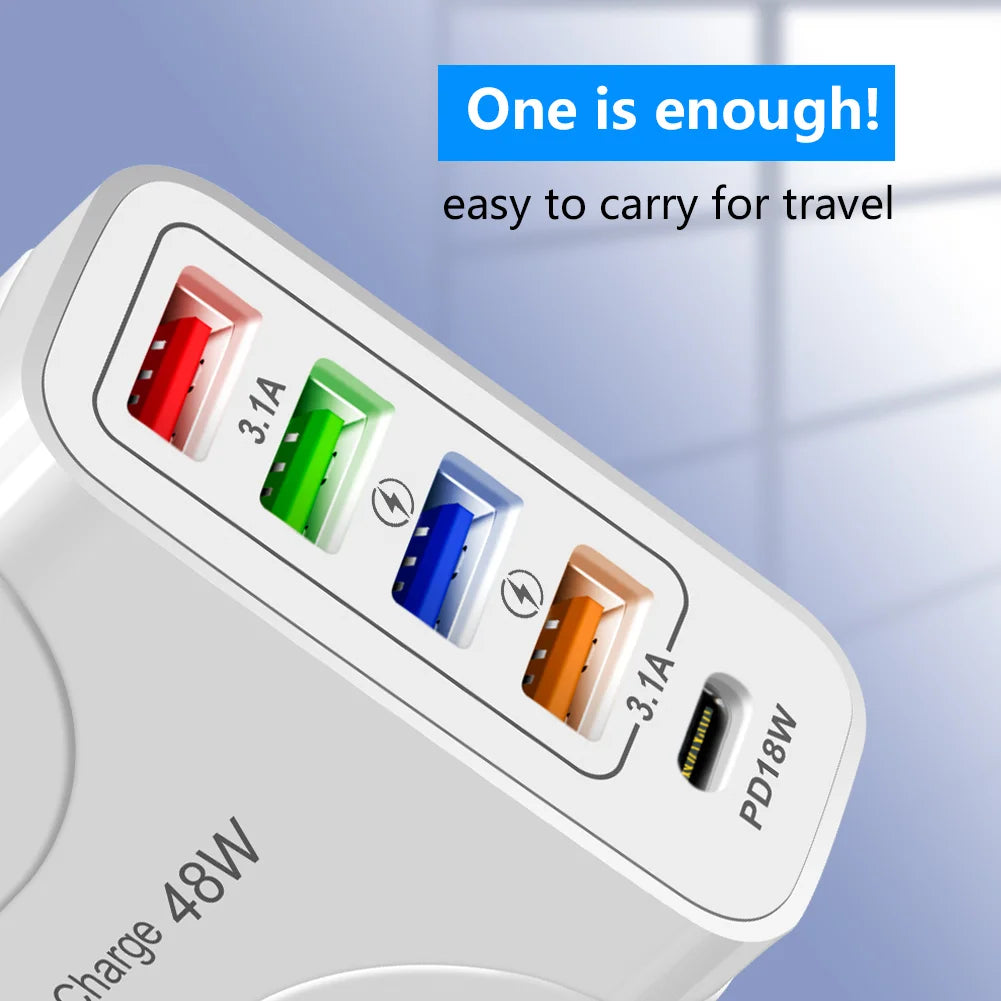 OLAF 48W USB Fast Charger 4-Port Charger Adapter