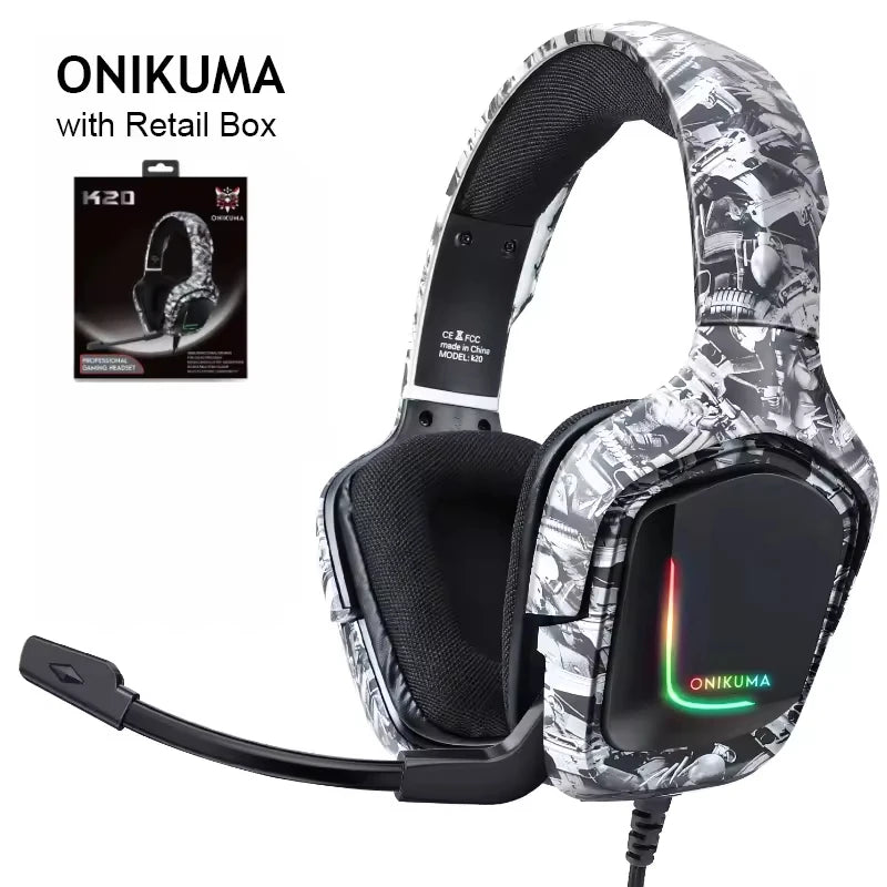 TLCRETE ONIKUMA K20 Camouflage Gaming Headset