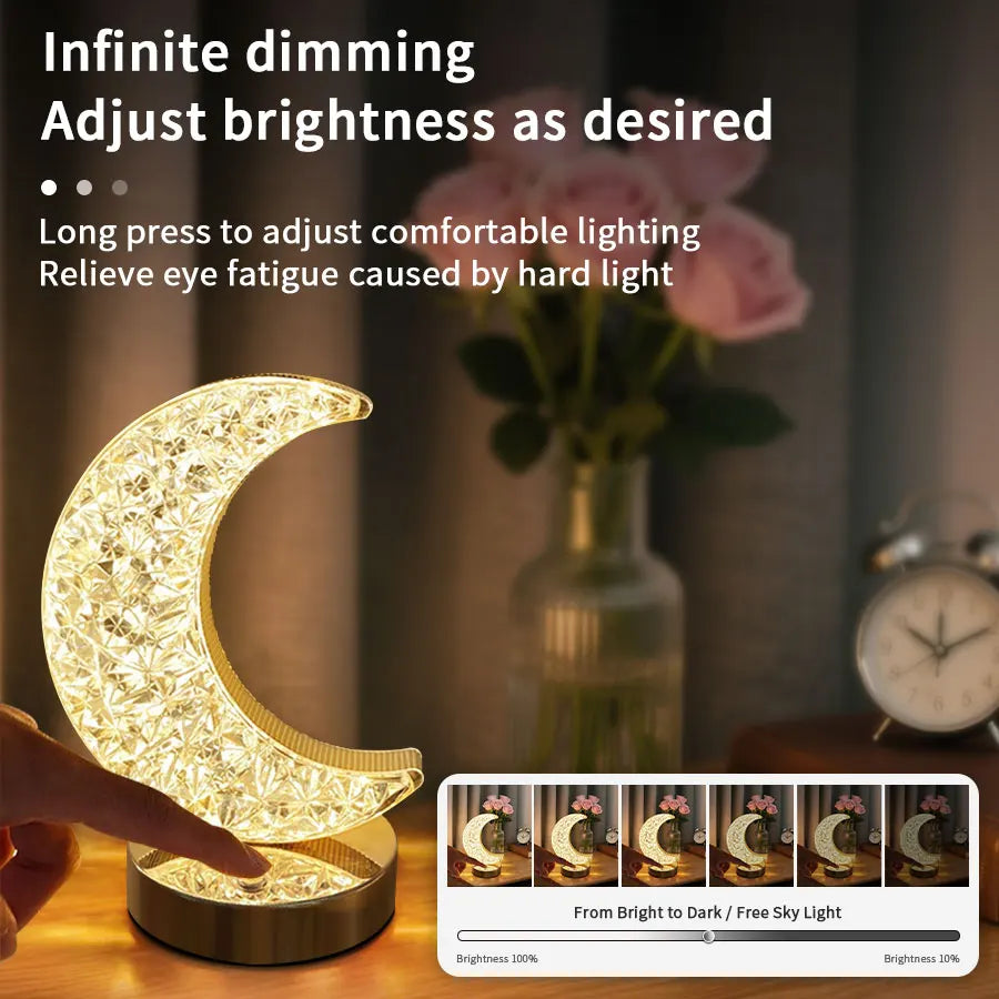 Moon Star Led Night Light Rechargeable Crystal Table Lamp