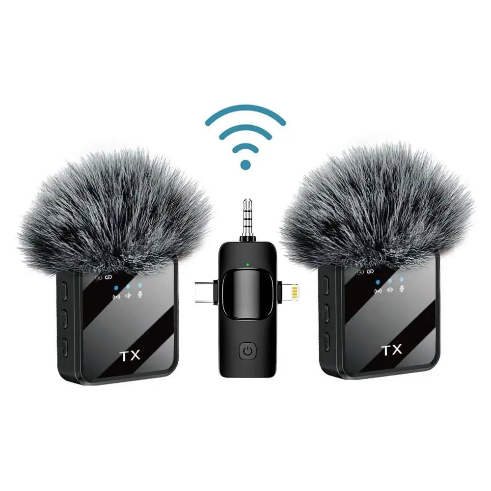 3in1 Design Wireless Lavalier Microphone Type-C Charging
