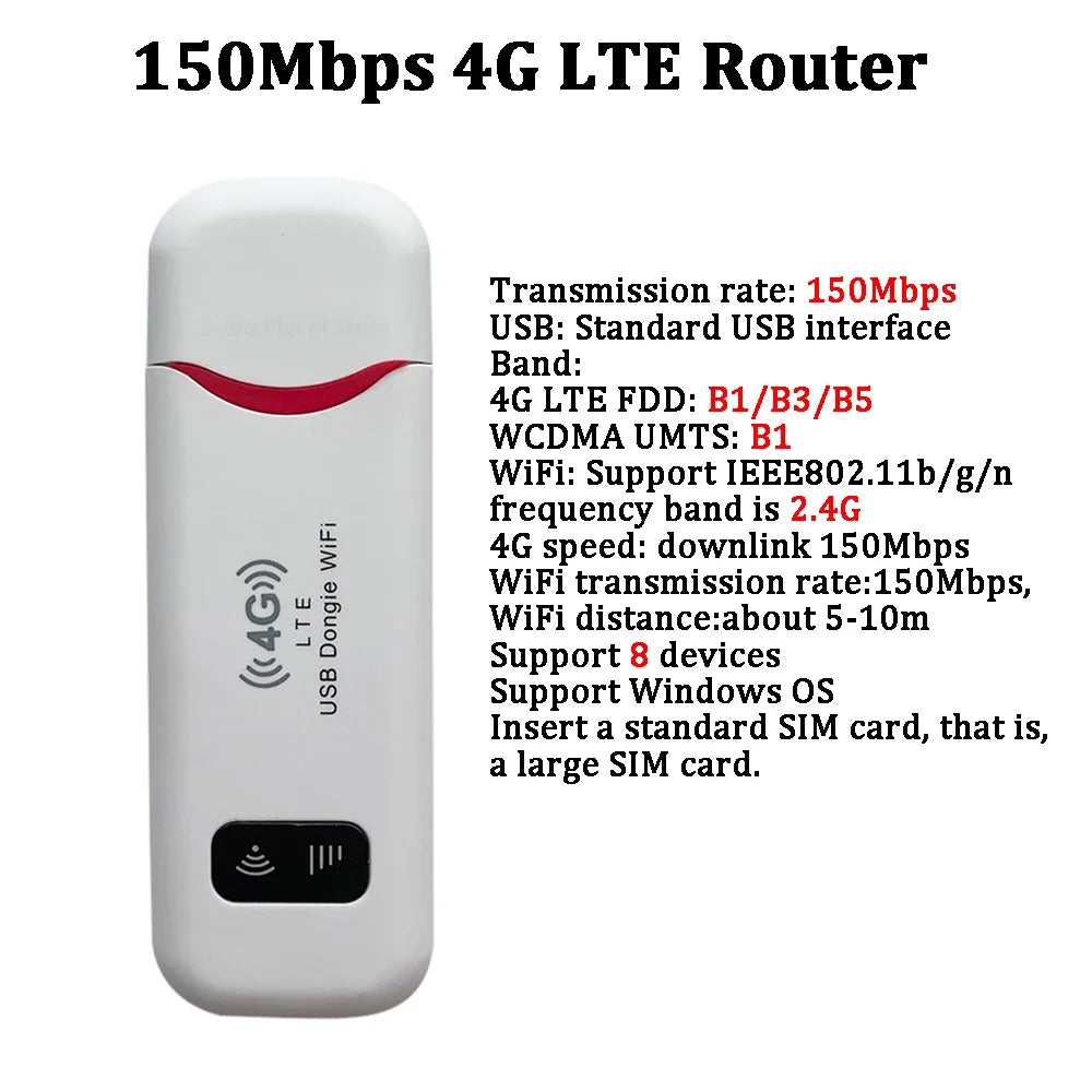 4G Lte Router Portable WiFi Repeater 3200mAh 150Mbps O