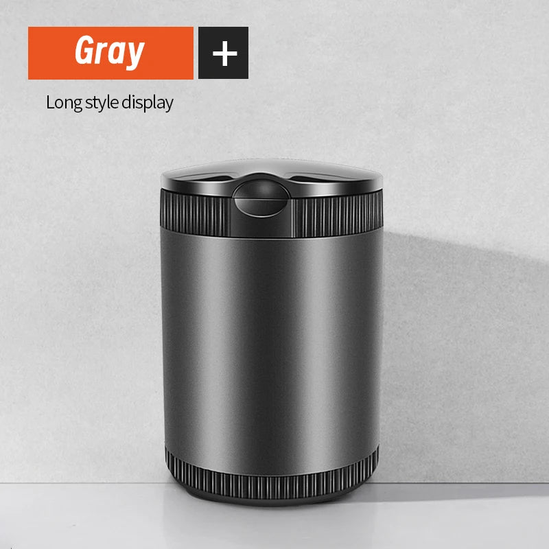 Metal Car Ashtray With Lid LED Light Portable Alloy Stainless Steel