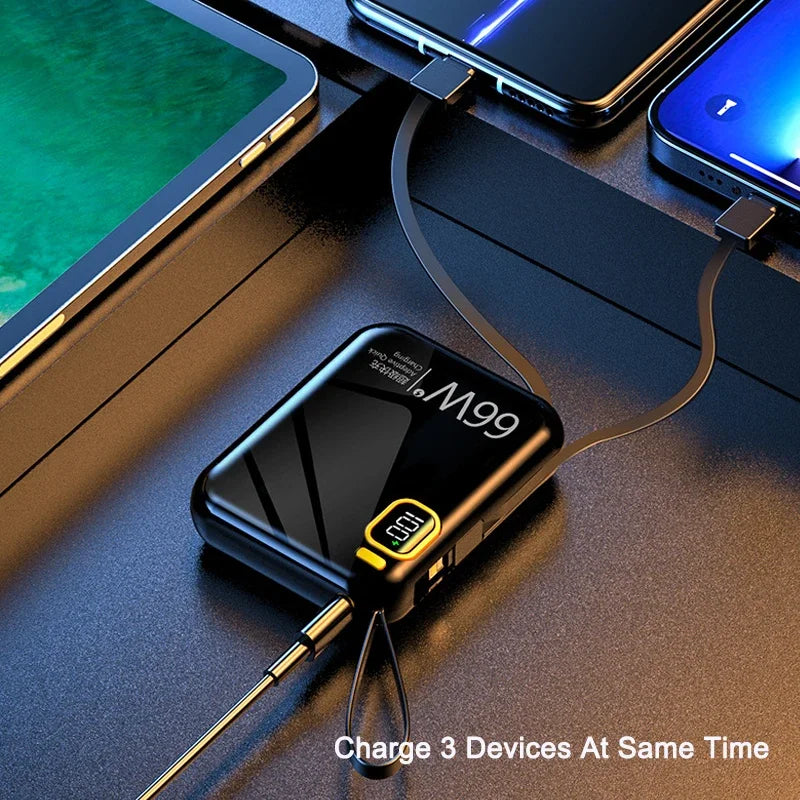 PD66W Power Bank 10000mAh Built in Cables Two-way