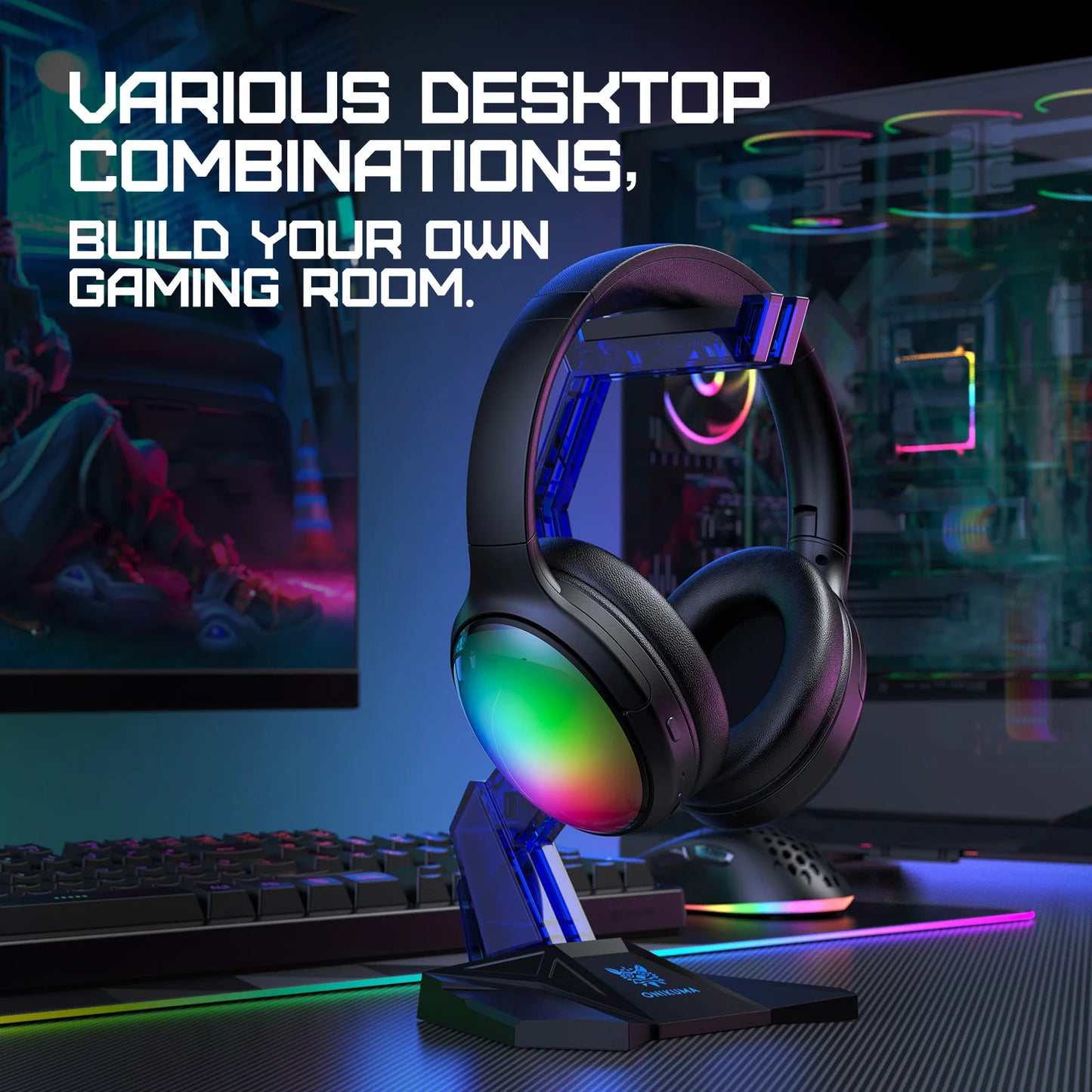 OINKUMA B3 Wireless Headphone with RGB Light Dual Mode