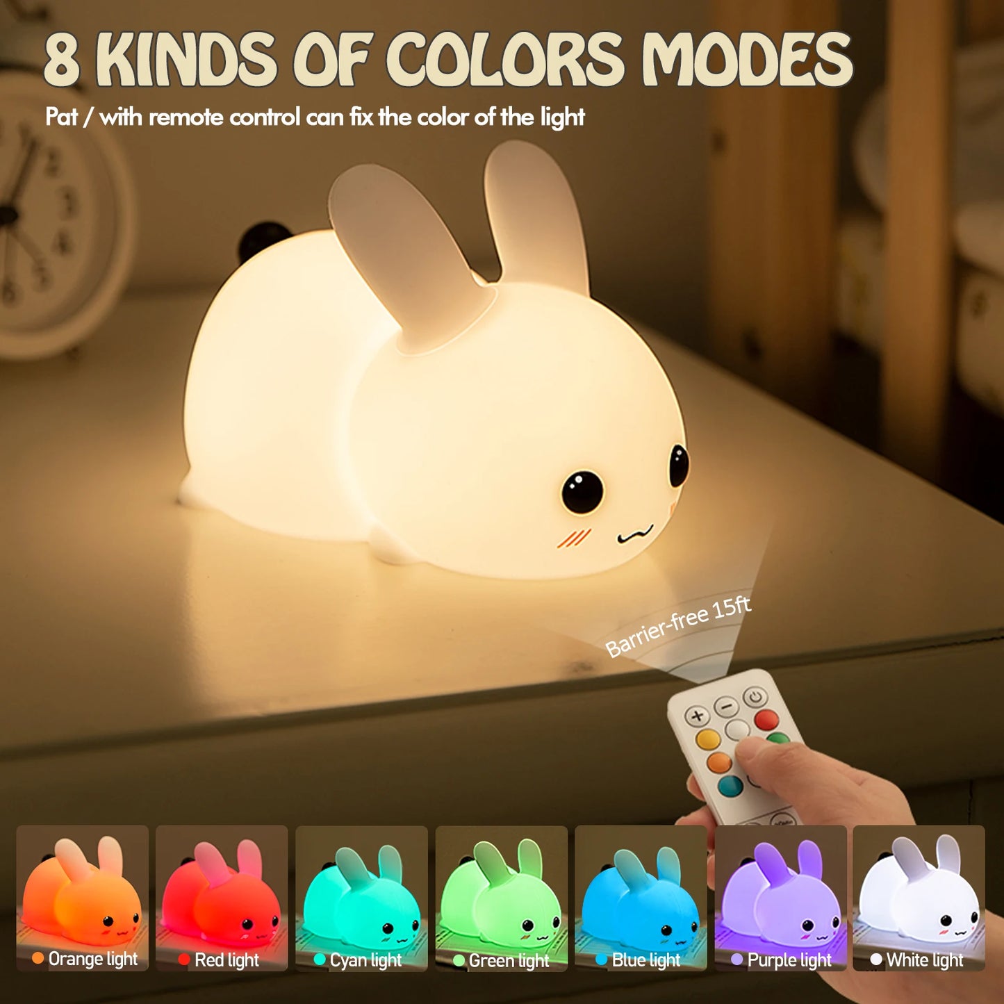 Cute rabbit silicone nightlight children's room decoration