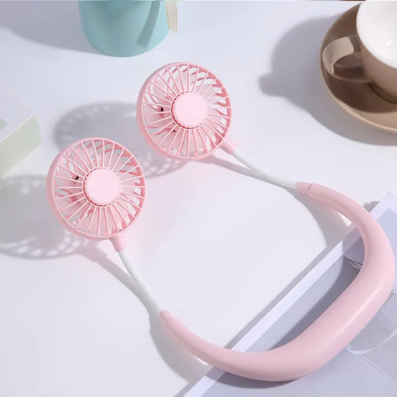 USB Mini Neck Fan Rechargeable Portable Hanging Neckband Fan