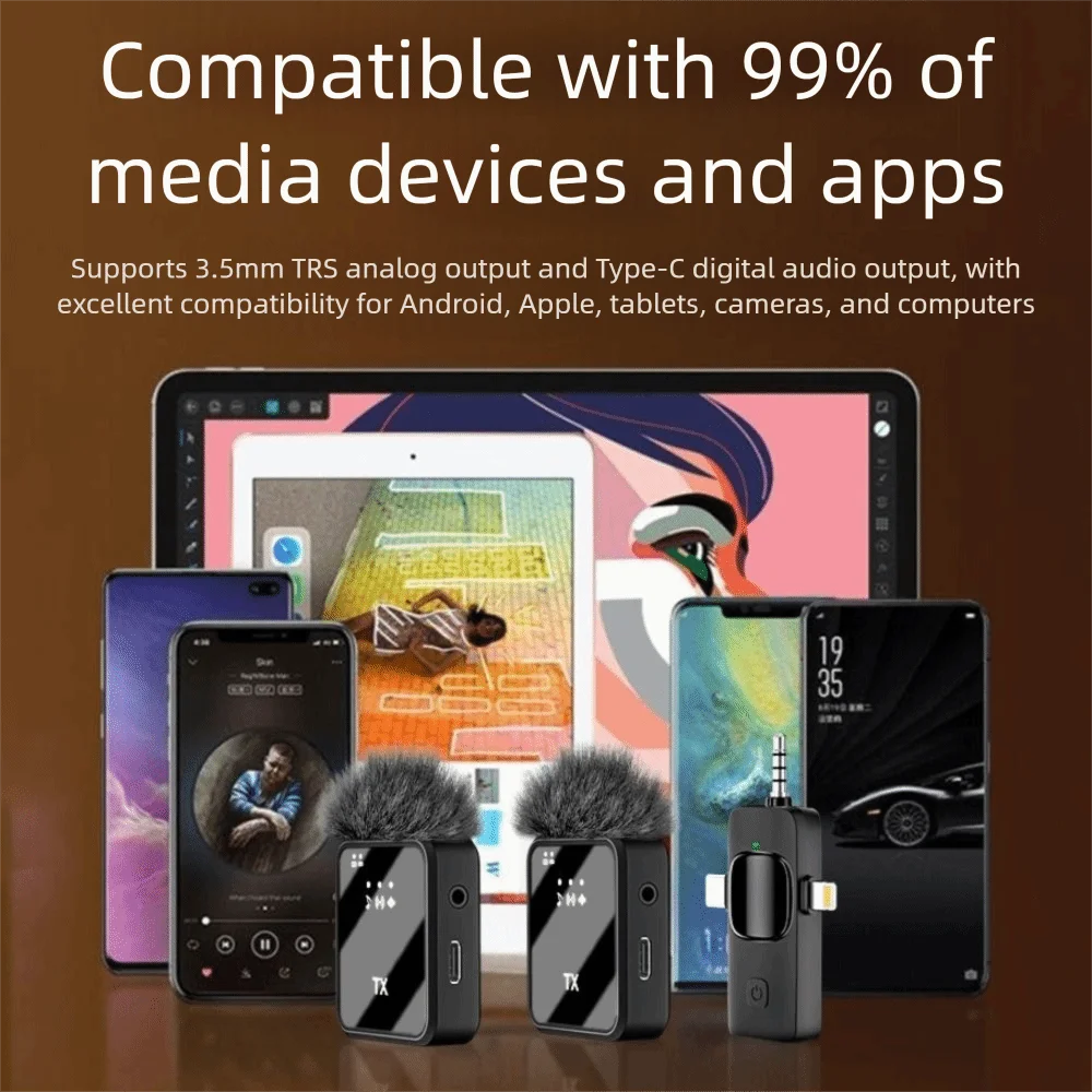 3in1 Design Wireless Lavalier Microphone Type-C Charging