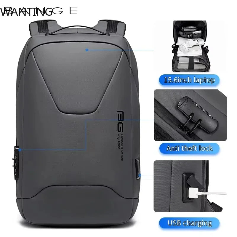 BANGE New Men Anti Theft Waterproof Laptop Backpack