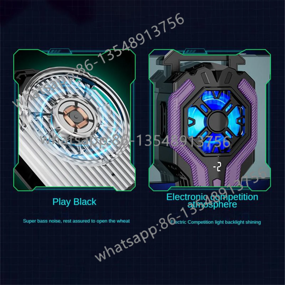 F18 digital display mobile phone cooling fan radiator backlash game cooler