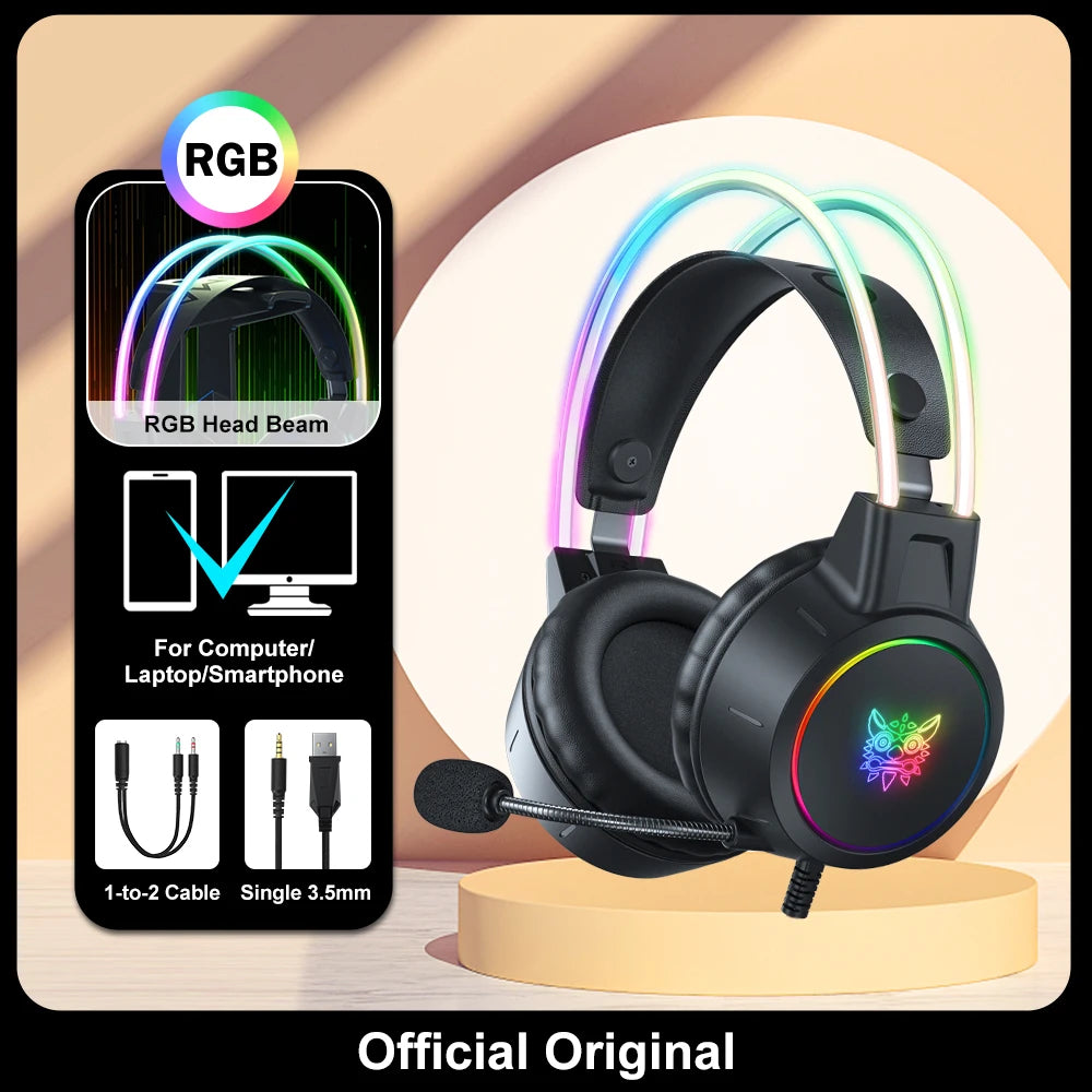 ONIKUMA RGB Gaming Headphones with HD Flexible Mic