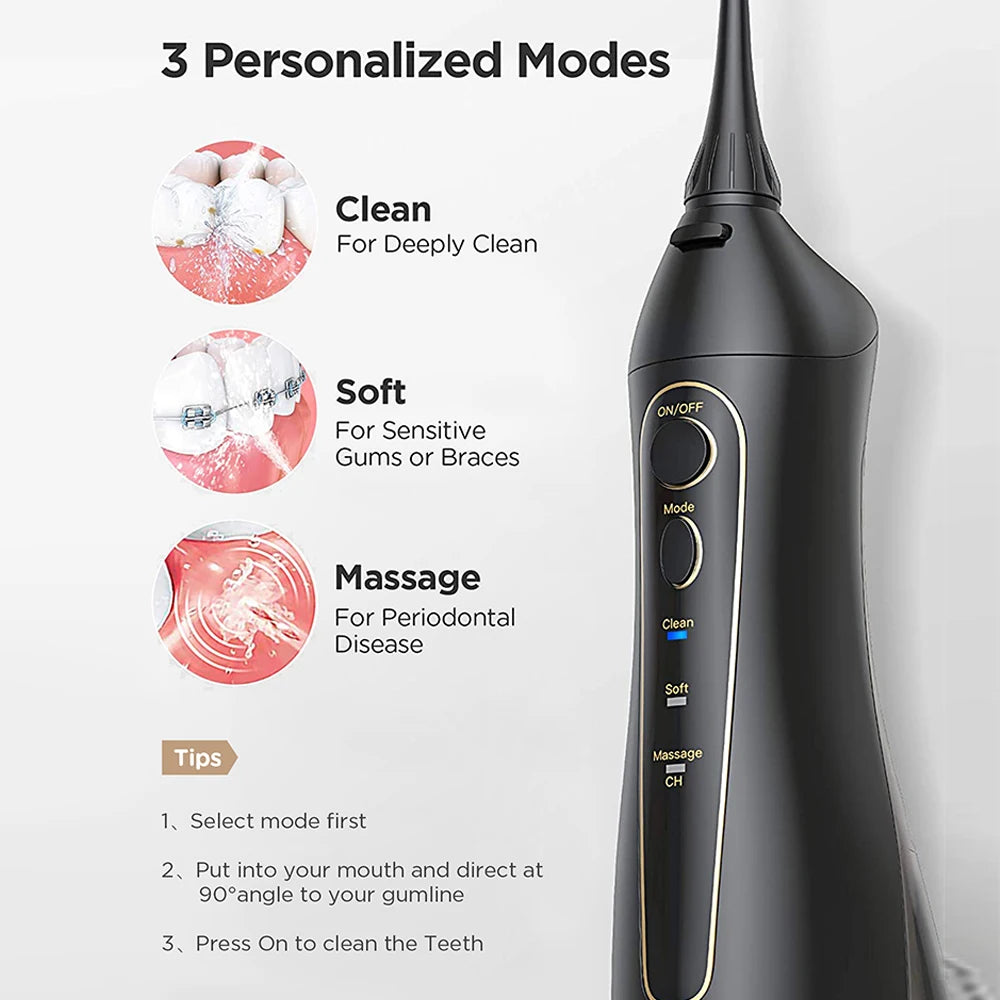Fairywill Water Flossers Oral Irrigator Rechargeable Portable Dental 3 Modes