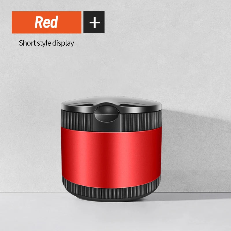 Metal Car Ashtray With Lid LED Light Portable Alloy Stainless Steel