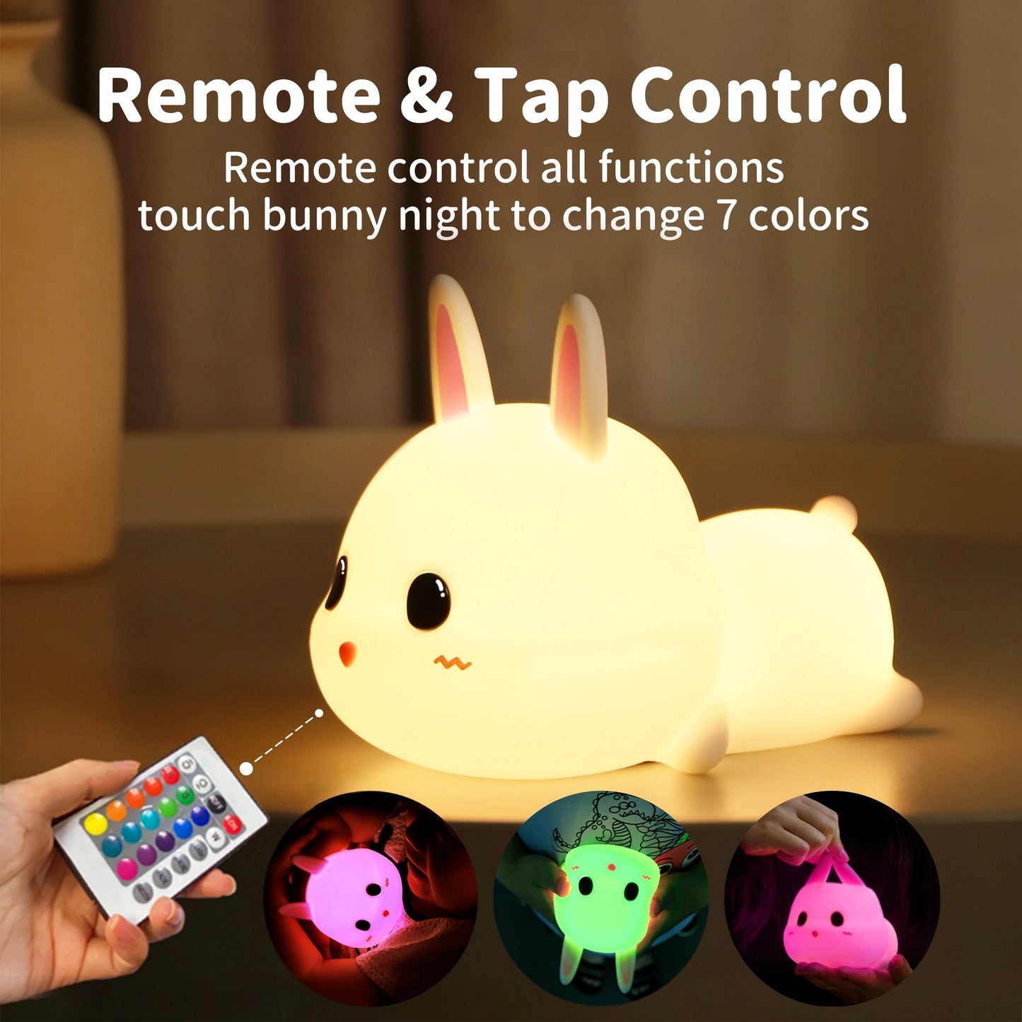 Cute rabbit silicone nightlight children's room decoration