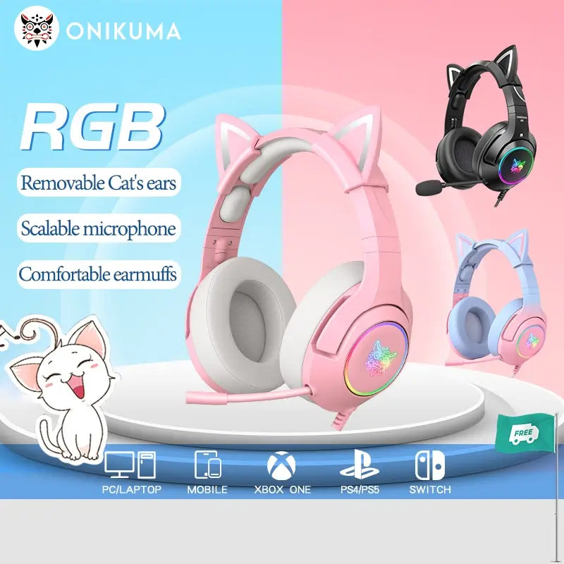 ONIKUMA K9 Wired Headphones with RGB Light Flexible HD