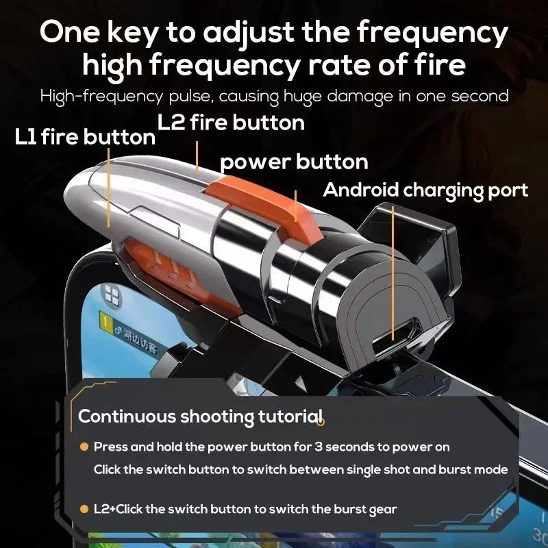 6 Finger Mobile Phone ABS Game Trigger AK06 for PUBG