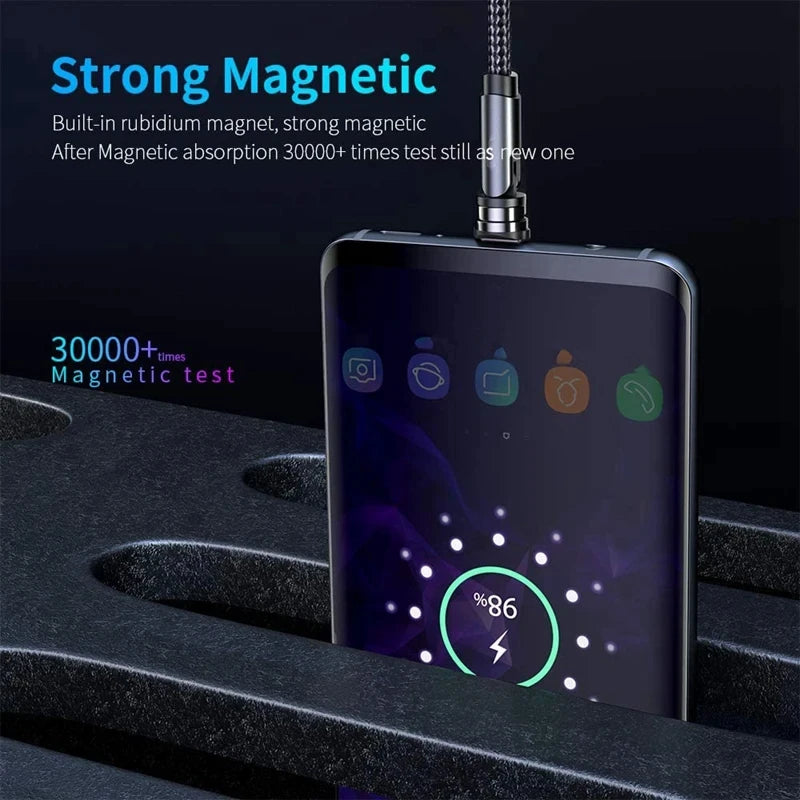 540 Rotate Magnetic Micro USB Type C Mobile phone cable