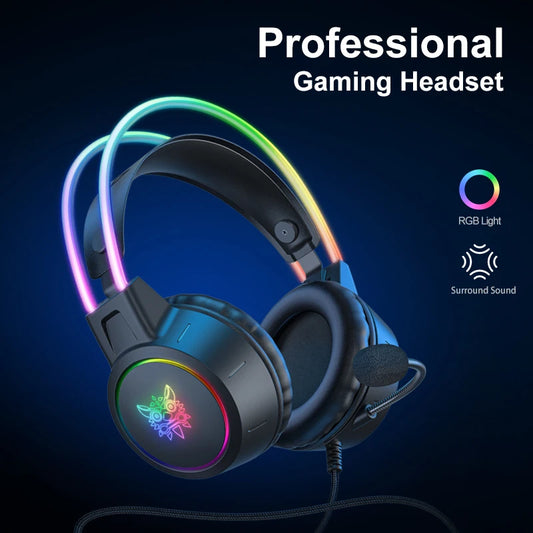 ONIKUMA RGB Gaming Headphones with HD Flexible Mic