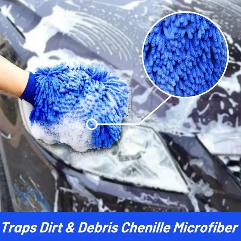 1/2PCS Chenille Plush Gloves for Car Cleaning