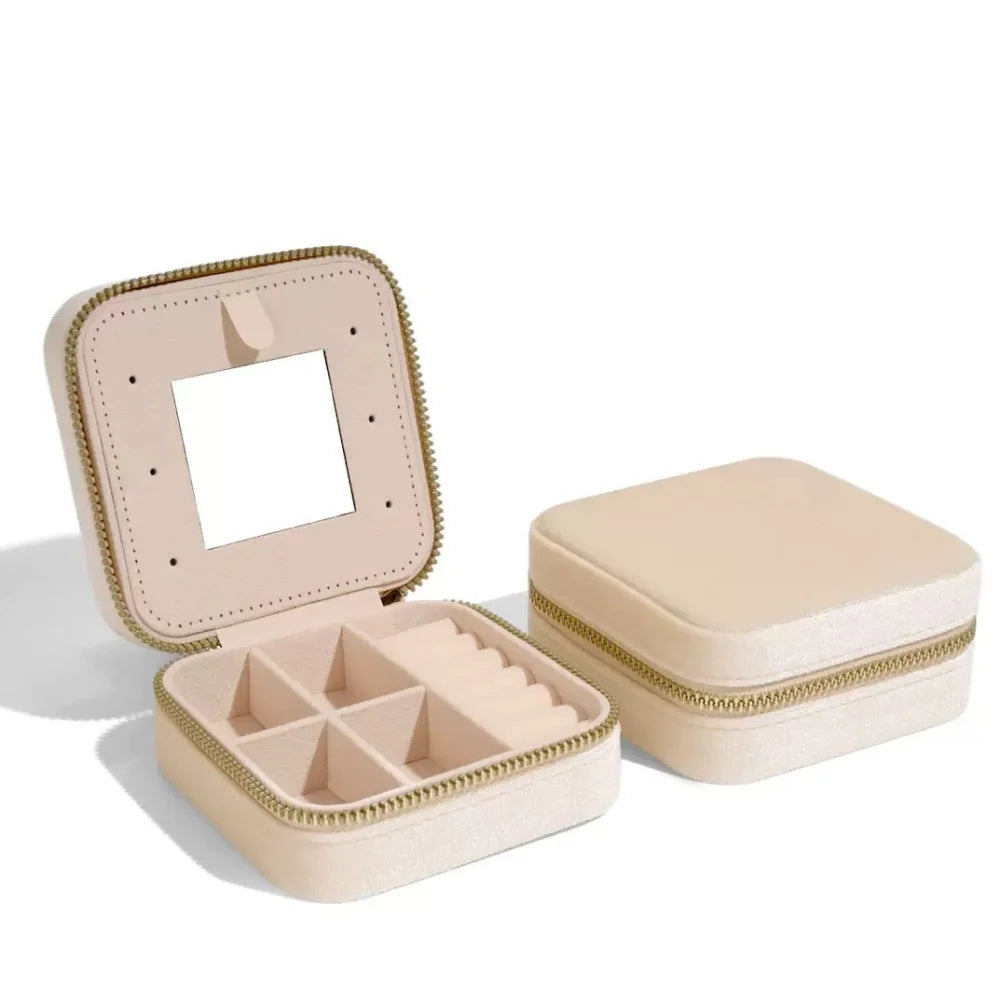 Velvet Portable Travel Jewelry Box Double Layer