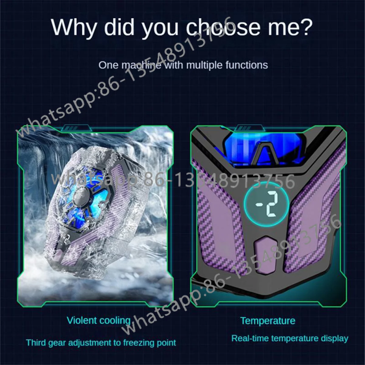 F18 digital display mobile phone cooling fan radiator backlash game cooler