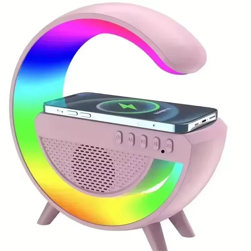 Wireless Charger Station Desk Lamp Night Light Alarm Clock Bluetooth Speaker