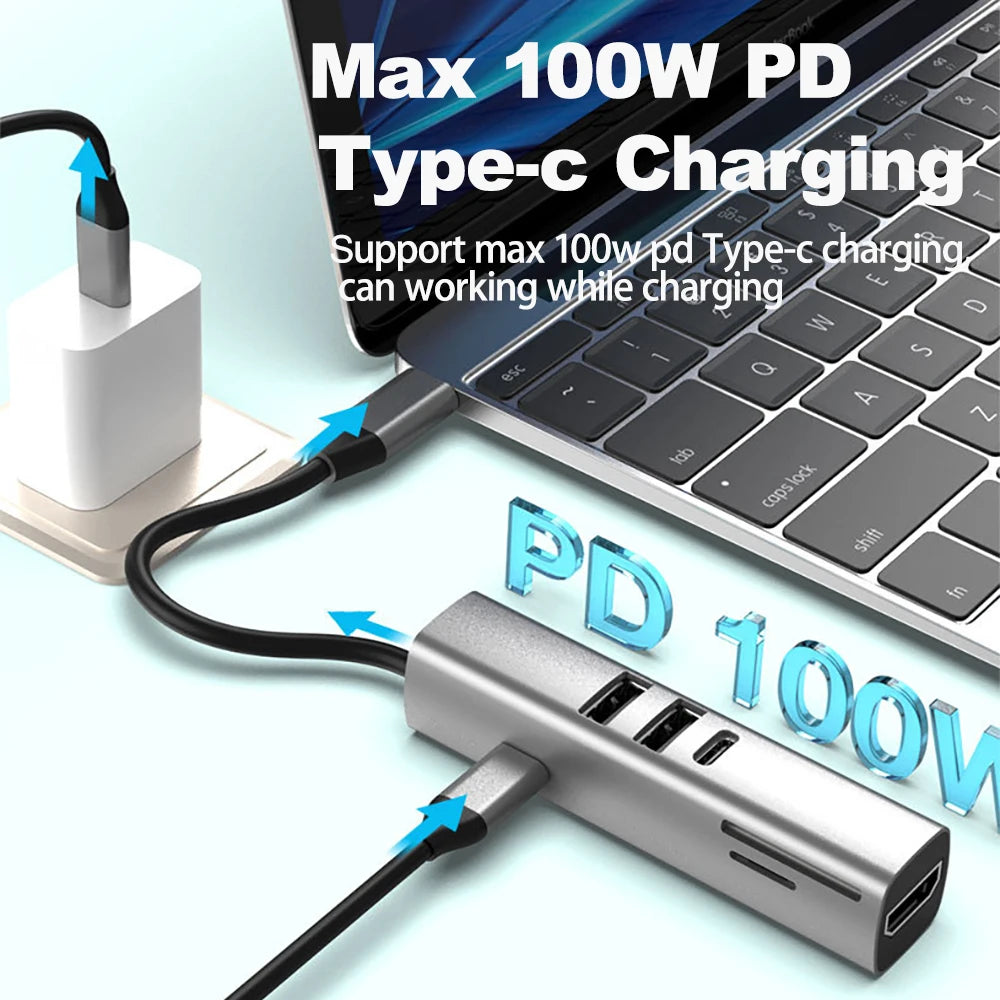 Tebe 7 IN 1 USB-C Hub for Macbook Dell Type-c to 4K 30HZ