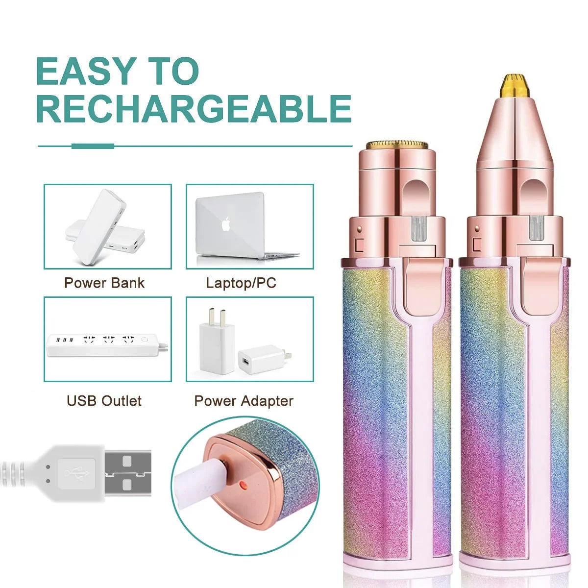 2 In1 Rechargeable Facial Hair Removal and Eyebrow Shaver