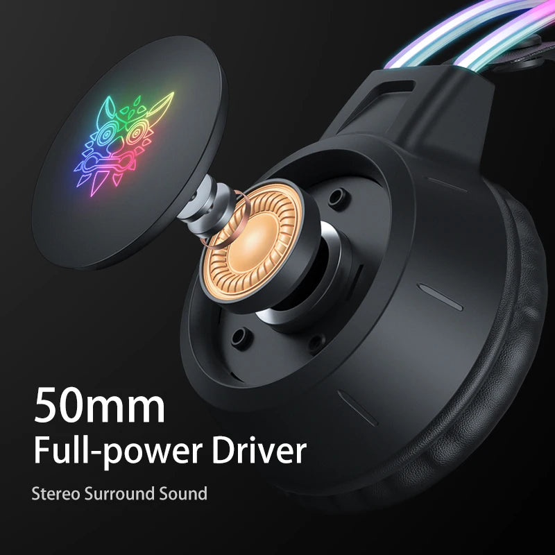 ONIKUMA RGB Gaming Headphones with HD Flexible Mic