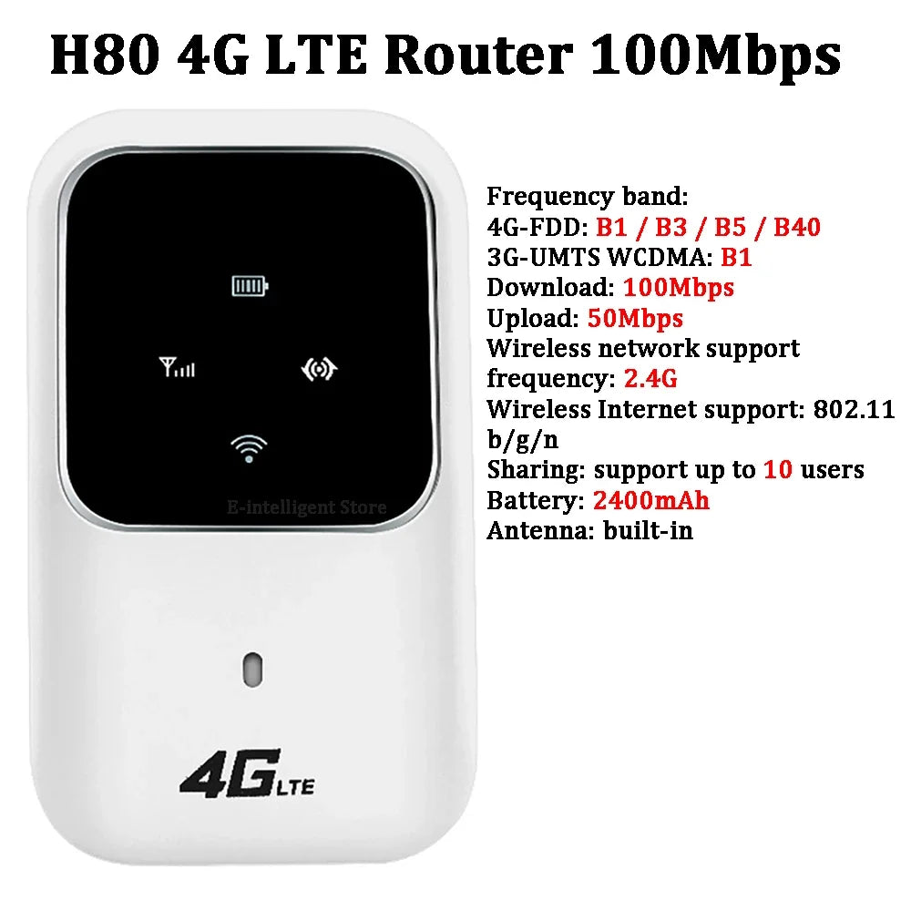 4G Lte Router Portable WiFi Repeater 3200mAh 150Mbps O
