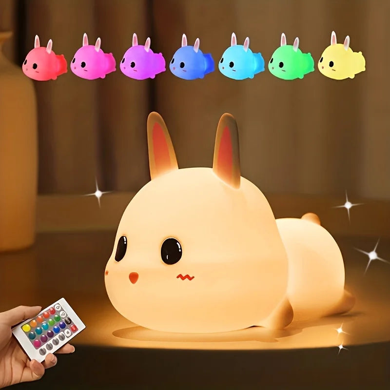 Cute rabbit silicone nightlight children's room decoration