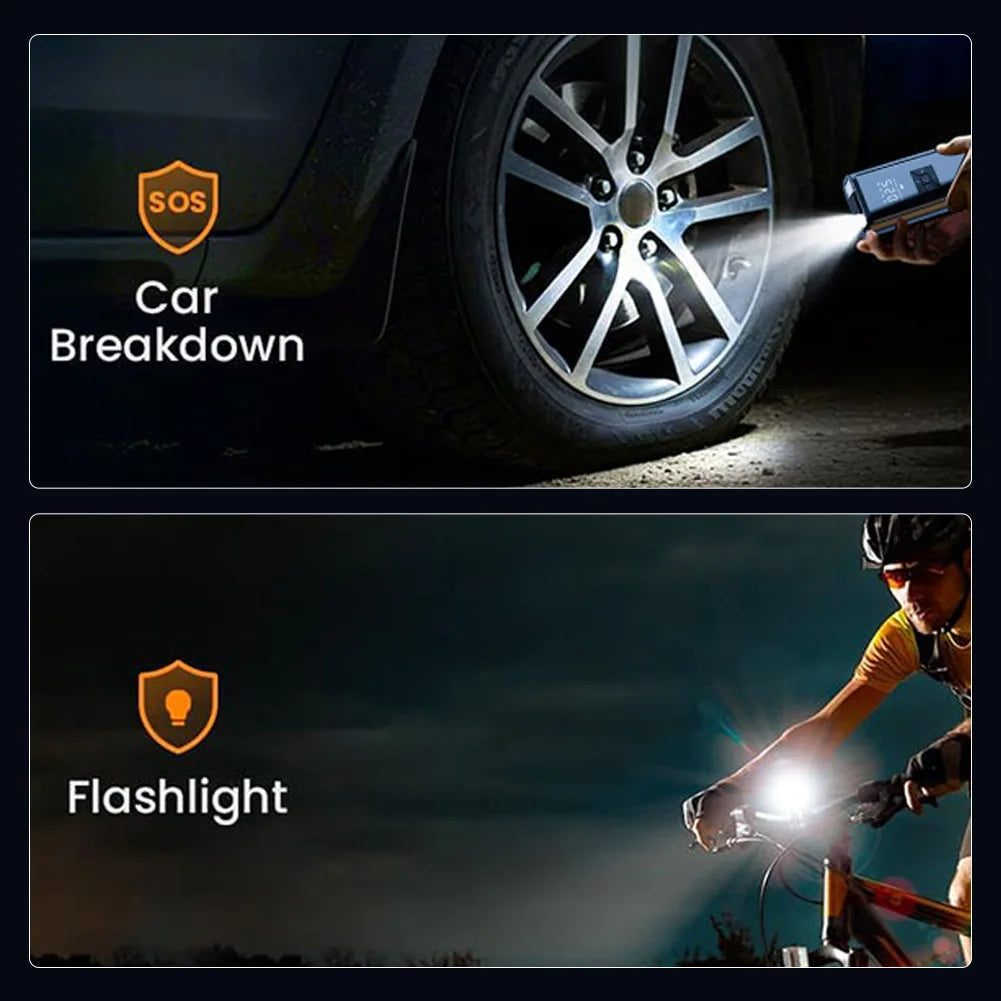 Car Inflator Pump with LED Light Bicycle Air Compressor