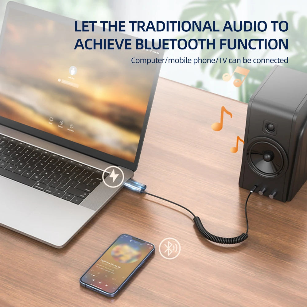 Bluetooth 5.3 Audio Adapter Wireless Car AUX Bluetooth Receiver
