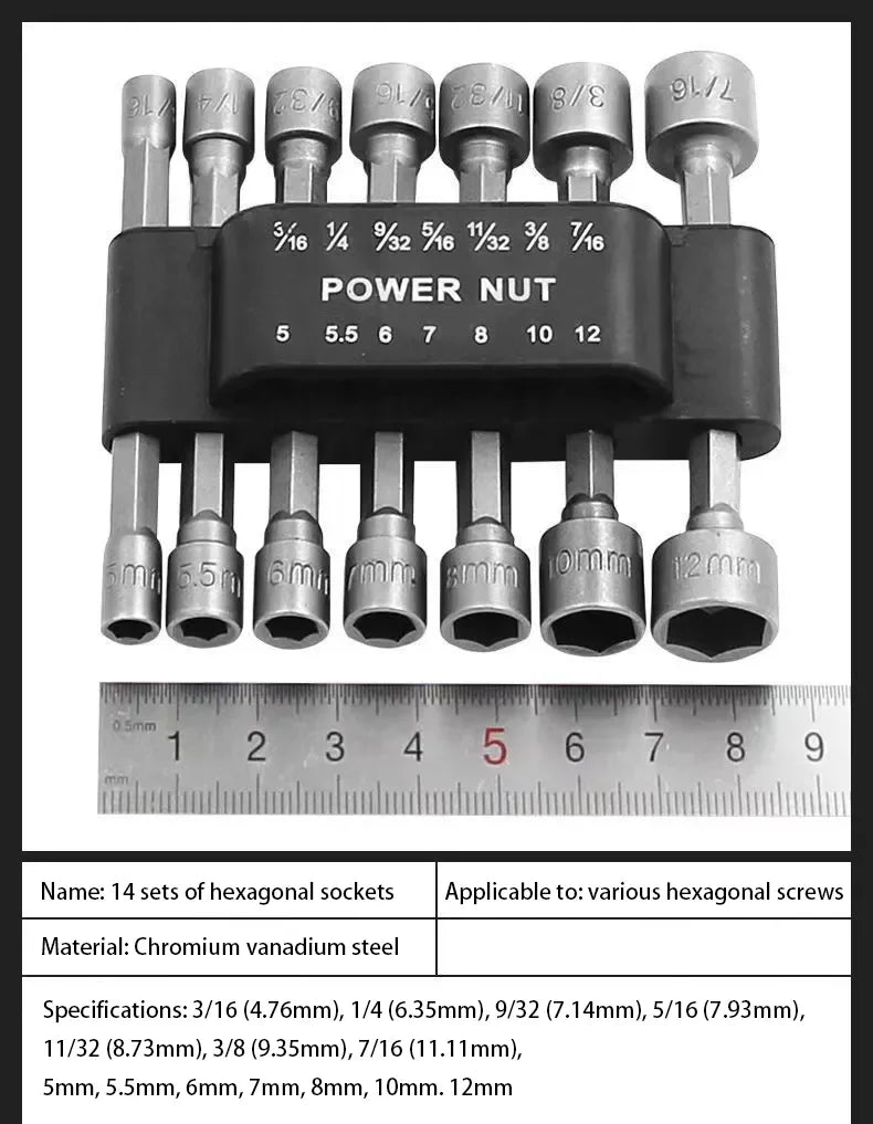 9/14 Piece Hexagonal Socket Wrench