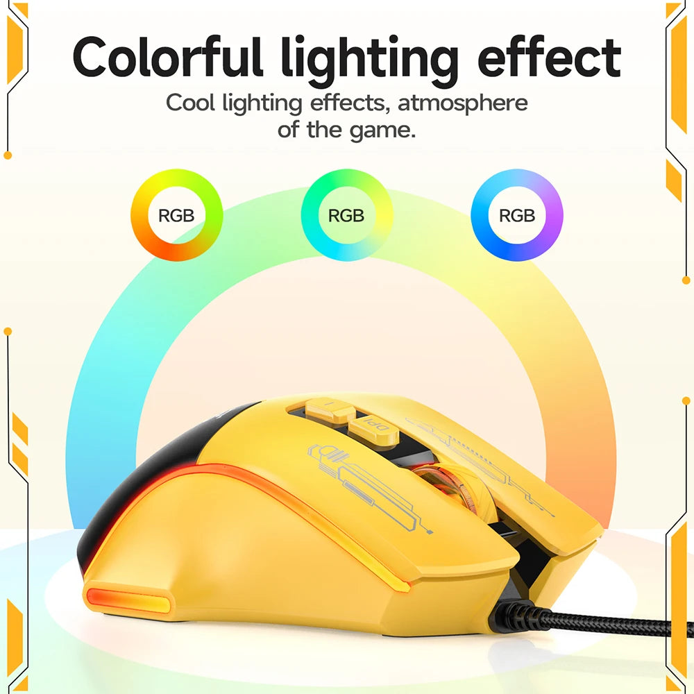 HOCO Luminous Gaming Wired Mouse Up to 3600DPI With 7 Buttons